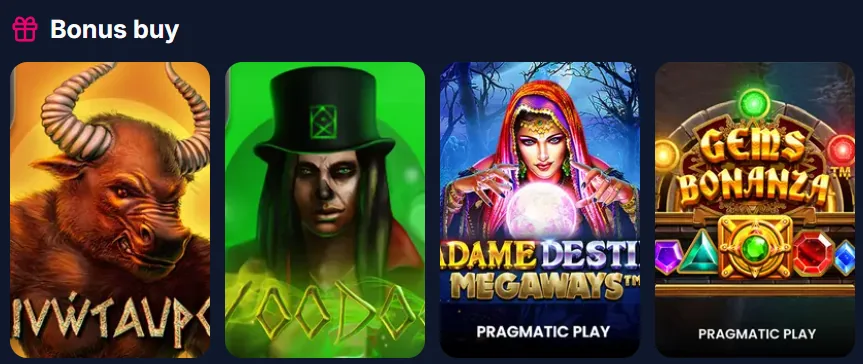 Slots com Bonus Buy no Lukkly: Minotauros, Voodoo, Madame Destiny Megaways e Gems Bonanza