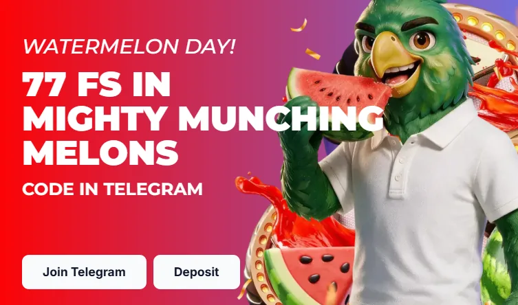 Promoção do Lukkly com 77 rodadas grátis em Mighty Munching Melons e código no Telegram